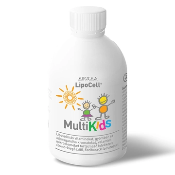 LipoCell MultiKids folyékony étrend-kiegészítő őszibarack ízben 250 ml