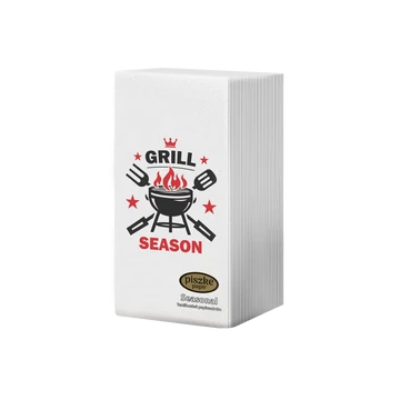 Seasonal Grill textilhatású papírszalvéta nyári grillpartikhoz és kerti összejövetelekhez