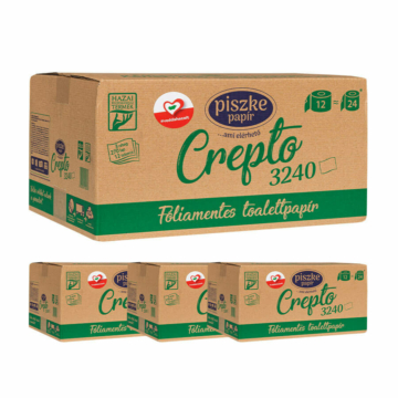 Fóliamentes, környezetbarát wc papír a hazai Crepto márkától, 4 dobozos csomagban