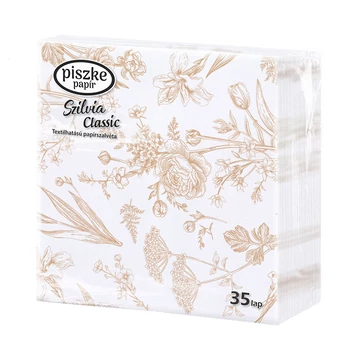 Szilvia Classic arany mintájú textilhatású papírszalvéta elegáns és ünnepi alkalmakhoz