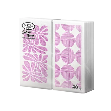 Szilvia Home magenta mintás textilhatású papírszalvéta modern asztalterítéshez