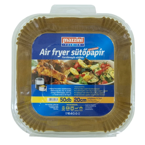 MAZZINI PREMIUM Air Fryer Sütőpapír szögletes 20 cm /50db