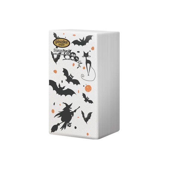 Seasonal Halloween textilhatású papírszalvéta-Denevéres