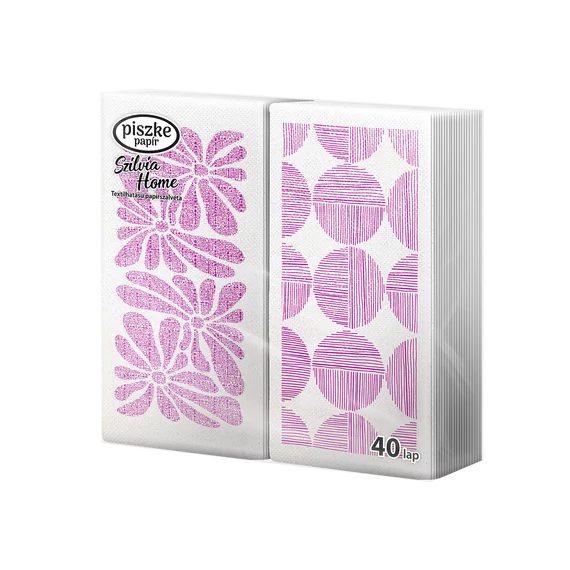 Szilvia Home magenta mintás textilhatású papírszalvéta modern asztalterítéshez