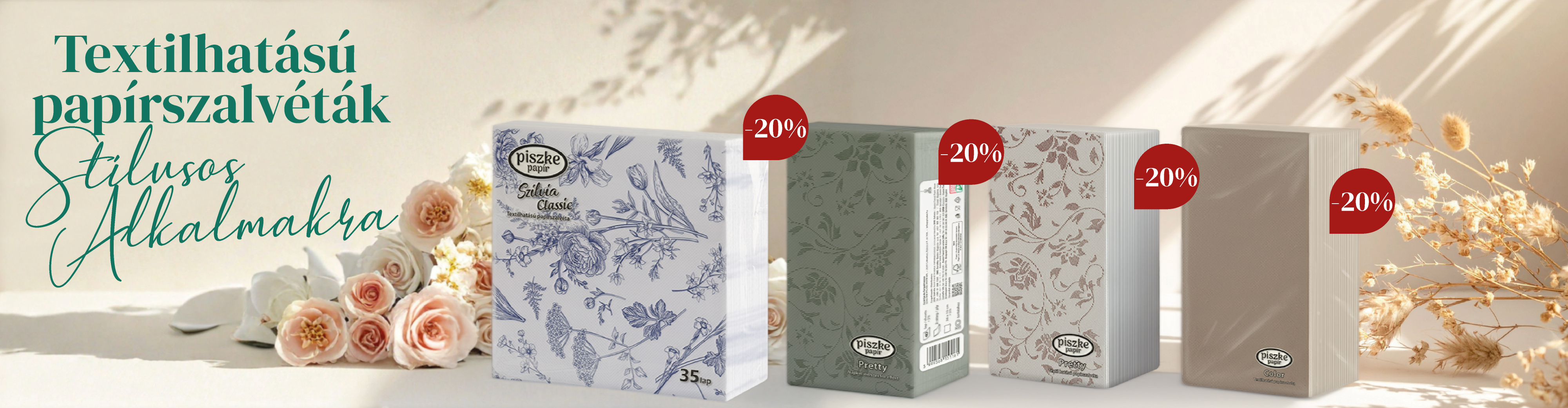 Textilhatású papírszalvéta 20%